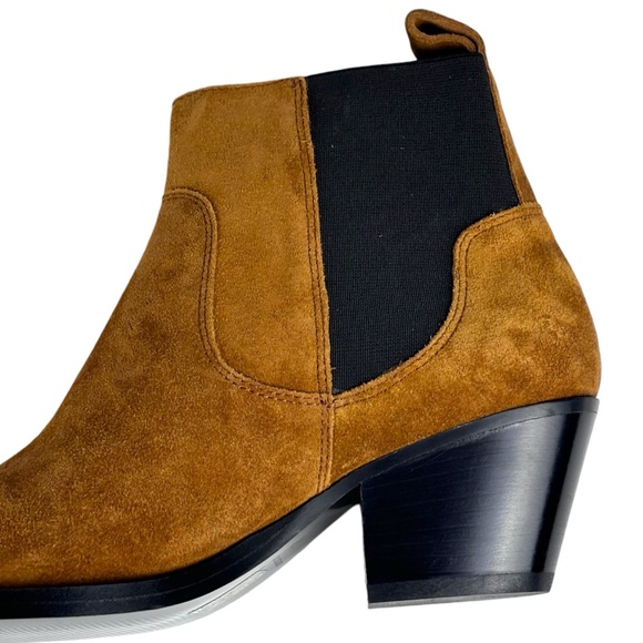 NWOT EVERLANE THE WESTERN RUSSET BROWN SUEDE LEATHER SLIP ON HEELED ANKLE BOOTS - Picture 10 of 14